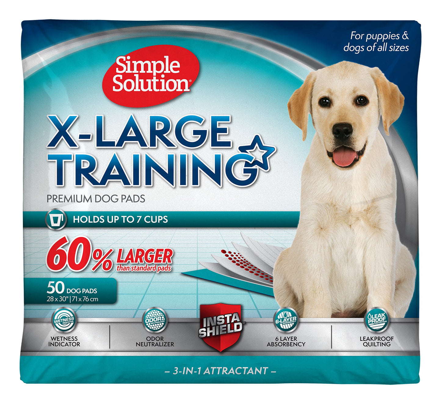 Simple Solution Extra Large Dog Training and Puppy Pads, Extra Large - 50-Count