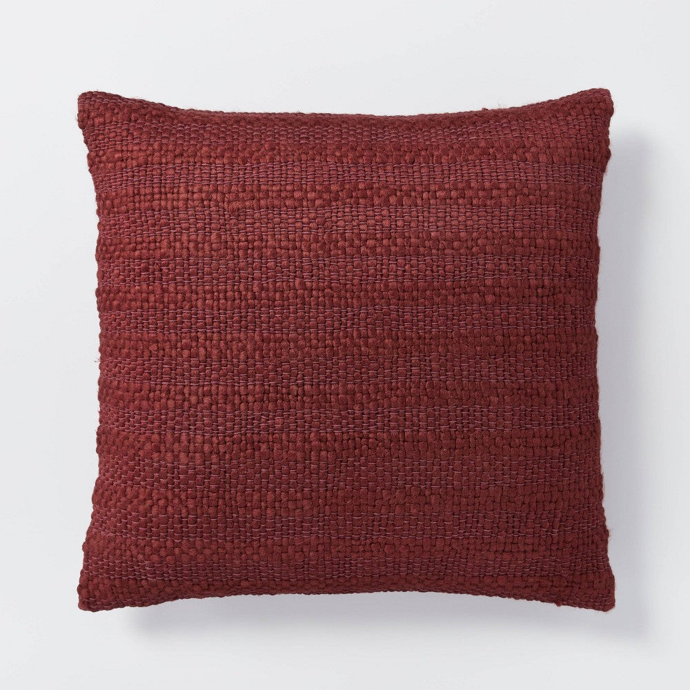 Oversized Woven Acrylic Square Throw Pillow Burgundy - Threshold designed with Studio McGee