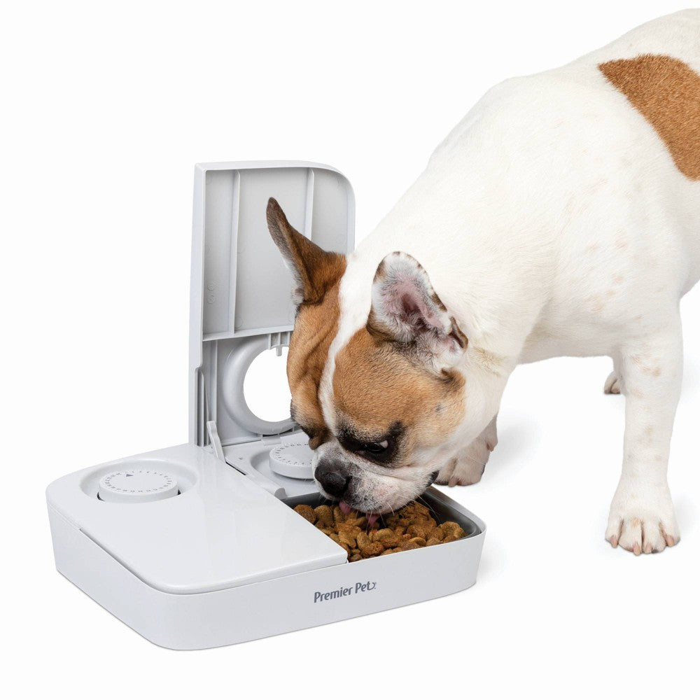 Premier Pet Automatic Timer Pet Feeder - Feeder that Dispenses Dog and Cat Dry Food