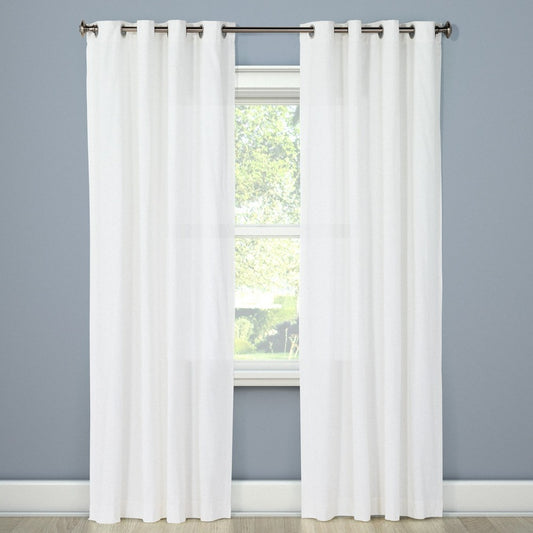 54"x84" Light Filtering Solid Window Curtain Panel Natural White - Threshold™