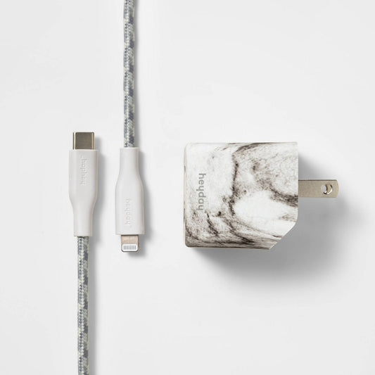 6' Lightning to USB-C Power Delivery Home Charging Kit - heyday Marble