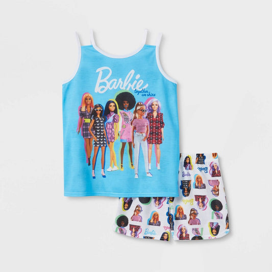 Girls' Barbie 2pc Pajama Set - Blue 8