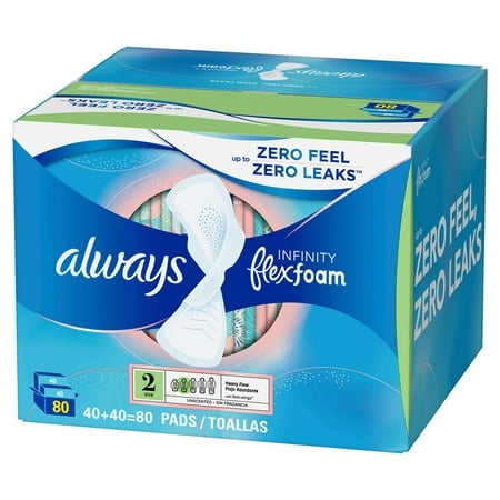 Always Infinity FlexFoam Pads  Size 2  Super Absorbency  Unscented (80 Count)