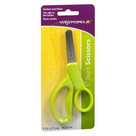 Wexford 5 Inch Blunt Scissors with Stainless Steel Blades and Plastic Handles for Ages 4+