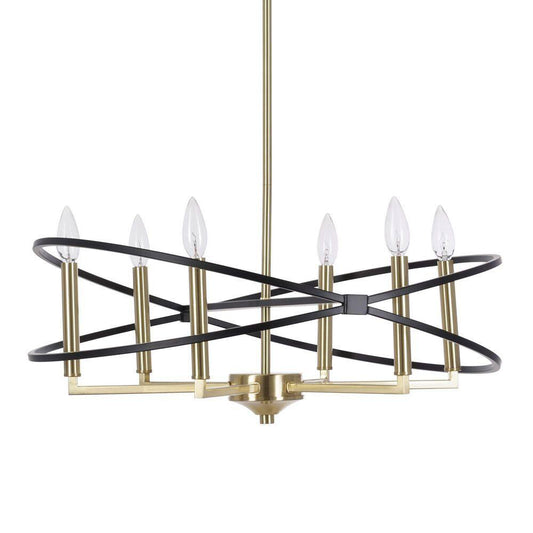 Alsy 6-Light Black and Antique Brass Orb Chandelier - Like New