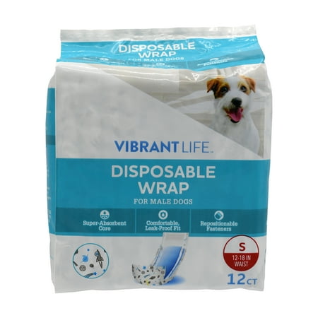 Vibrant Life Disposable Male Wraps for Dogs - Sm 12ct
