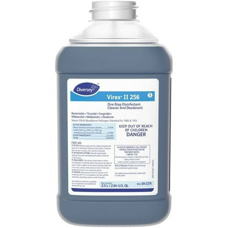 Diversey Virex II 256 Disinfectant Cleaner Concentrate Liquid - 84.5 fl oz (2.6 quart) - Minty Scent -  Carton - Blue