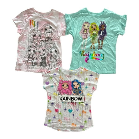 Rainbow High Licensed Girl s 3-Pack Graphic Short Sleeve Tees (5/6)