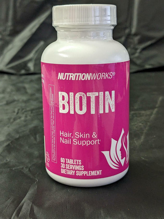 NutritionWorks Biotin Hair, Skin & Nail Support 60 Tablets Dietary Supplement