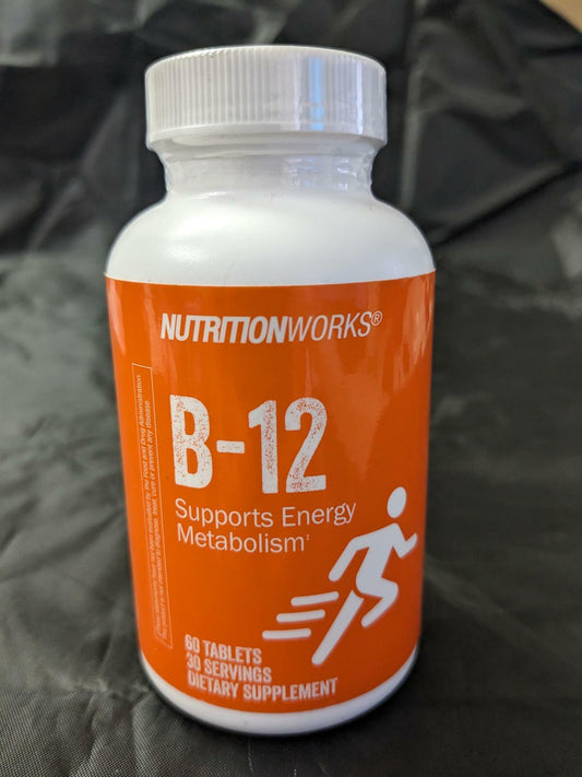 NutritionWorks Vitamin B-12 Supports Energy Matabolism 60 Tablets Dietary Supplement