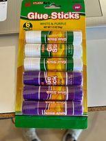 Teacher's Choice 6 White/purple Glue Sticks Conforms Safe For Kids & Art