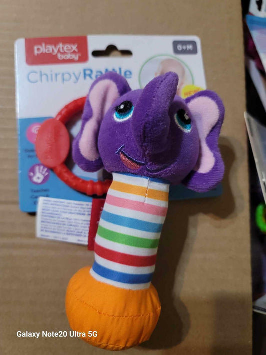 Baby Chirpy Rattle Playtex Shake Attachable Ring Elephant