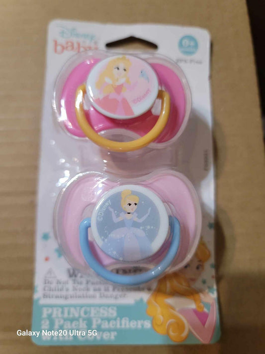 Disney Baby Princess 2 Pack Pacifiers W/ Cover. 0 + Months