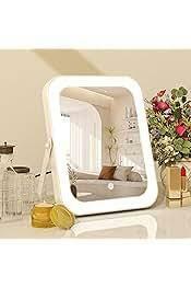 8"x10" Lighted Vanity Mirror, Makeup Mirror with Light, Dimmable Touch Screen, Portable Travel Mirror with U-Shaped Bracket, Cosmetic Mirror with Lights for Makeup Desk ＆ Dressing Room - Like New