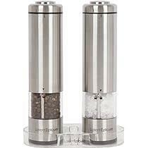 Electric Salt and Pepper Grinder Set - Stainless Steel Battery Operated