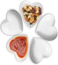 4pcs Dessert Bowl Heart-shaped Bowl Condiment Dishes Multipurpose Porcelain Sauce Dish Seasoning for Serving Condiments, Appetizers, Dessert - Like New