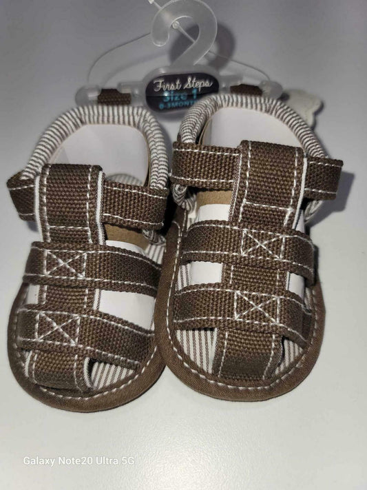 First Steps Brown Baby Sandals Size 1