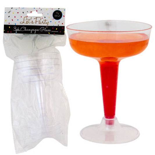 G242280 4 oz Champagne Glass with 4.25 x 3.25 in. Dia. Plastic Party in PBH - Pack of 3